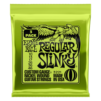 Ernie Ball Nickelwound Guitar Strings - Regular Slinky/10-46, 3 PACK