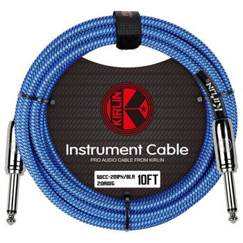 Kirlin Fabric Series Straight to Straight Instrument Cable - Blue, 10 ft