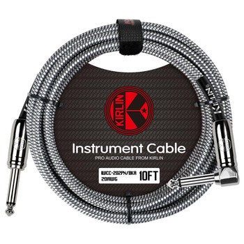 Kirlin Fabric Series Straight to Angle Instrument Cable - Black, 10 ft