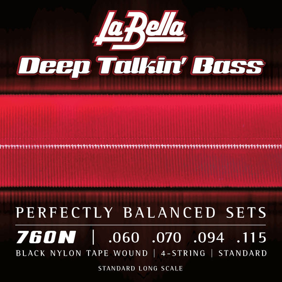 La Bella Bass Guitar Strings - 760N Black Nylon Flatwound / Tapewound Long Scale/60-115