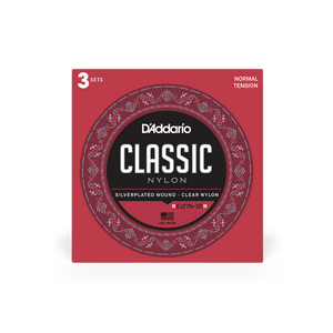 D'Addario Classical Guitar Strings - Classic Nylon Student 4/4 Size, Normal Tension - 3 PACK