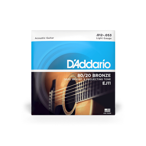 D'Addario Acoustic Guitar Strings - Light/12-53, 80/20 Bronze