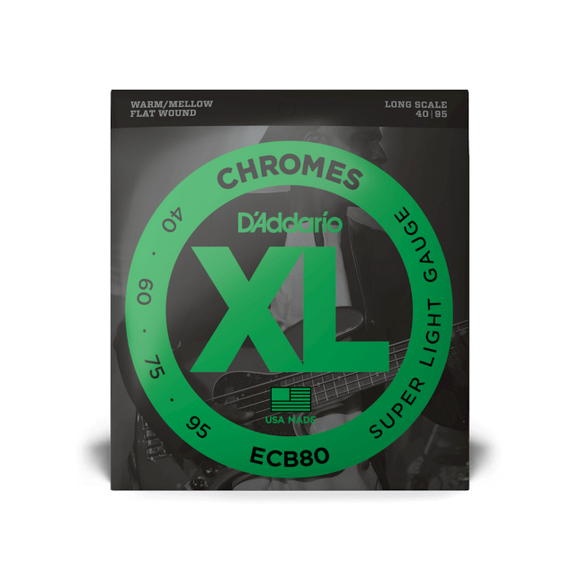 D'Addario Bass Strings - XL Chromes Flatwound Long Scale Super Light/40-95