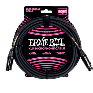 Ernie Ball XLR (M) to XLR (F) Microphone Cable - Black, 20 ft