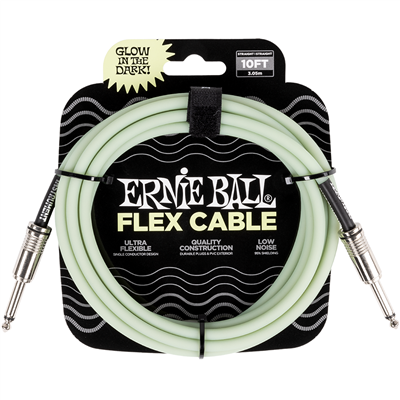 Ernie Ball Flex Straight to Straight Instrument Cable - Glow in the Dark, 10 ft