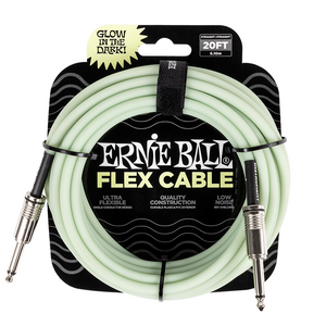 Ernie Ball Flex Jack to Jack Instrument Cable - Glow in the Dark, 20 ft