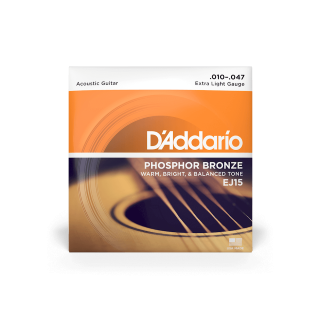 D'Addario Acoustic Guitar Strings - Extra Light/10-47, Phosphor Bronze