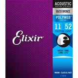 Elixir Acoustic Guitar Strings - Custom Light/11-52, Polyweb Coating