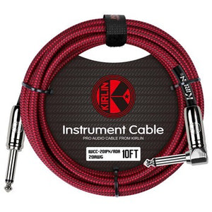 Kirlin Fabric Series Straight to Angle Instrument Cable - Red, 10 ft
