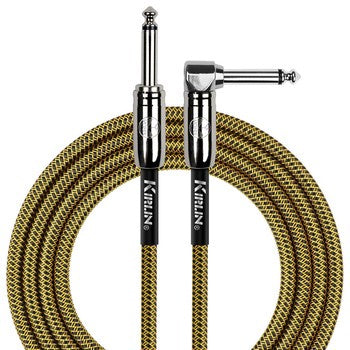 Kirlin Fabric Series Straight to Angle Instrument Cable - Yellow, 20 ft
