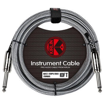 Kirlin Fabric Series Straight to Straight Instrument Cable - Black, 10 ft
