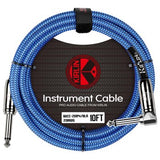 Kirlin Fabric Series Straight to Angle Instrument Cable - Blue, 10 ft