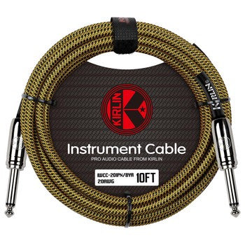 Kirlin Fabric Series Straight to Straight Instrument Cable - Yellow, 10 ft