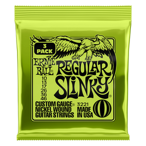 Ernie Ball Nickelwound Guitar Strings - Regular Slinky/10-46, 3 PACK