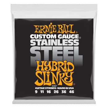 Ernie Ball Custom Gauge Stainless Steel Guitar Strings - Hybrid Slinky, 9-46