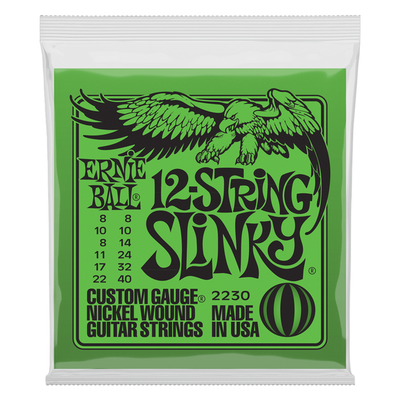 Ernie Ball Nickelwound Guitar Strings - 8-22 and 8-40, 12 string