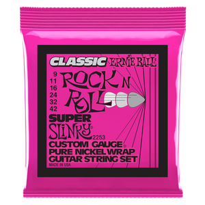 Ernie Ball Classic Rock 'n' Roll Pure Nickel Guitar Strings - Super Slinky/9-42