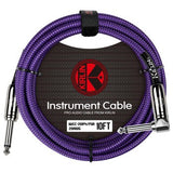 Kirlin Fabric Series Straight to Angle Instrument Cable - Purple, 10 ft
