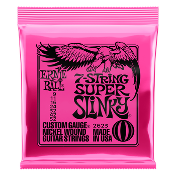 Ernie Ball Nickelwound Guitar Strings - Super Slinky/9-52, 7-string