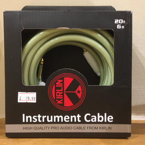 Kirlin Fabric Gel Series Straight to Angle Instrument Cable - Green, 20 ft