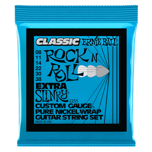 Ernie Ball Classic Rock 'n' Roll Pure Nickel Guitar Strings - Extra Slinky/8-38