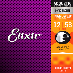 Elixir Acoustic Guitar Strings - Light/12-53, Nanoweb Coating