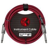 Kirlin Fabric Series Straight to Straight Instrument Cable - Red, 10 ft