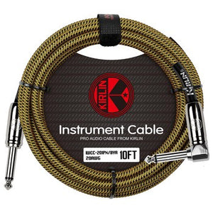 Kirlin Fabric Series Straight to Angle Instrument Cable - Yellow, 10 ft
