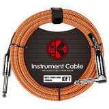 Kirlin Fabric Series Straight to Angle Instrument Cable - Orange, 10 ft