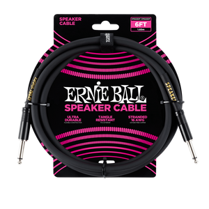 Ernie Ball Straight to Straight Jack to Jack Speaker Cable -Black, 6 ft